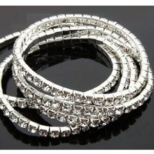 5 stretch rhinestone tennis bracelets for women jewelry  white rhinestone